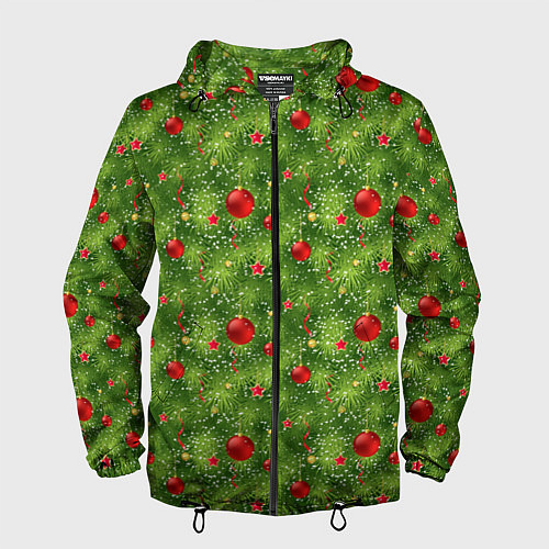 Мужская ветровка Зелёная Ёлка / 3D-Черный – фото 1