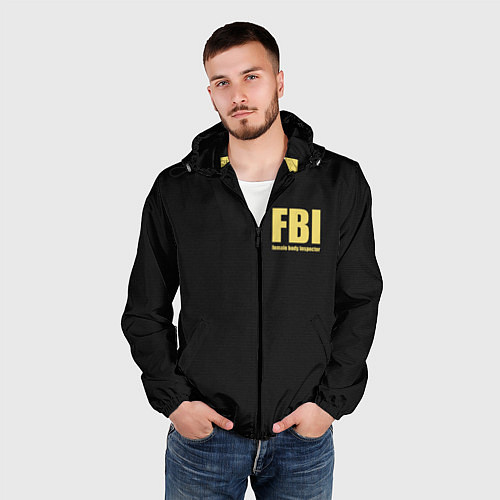Мужская ветровка FBI Female Body Inspector / 3D-Черный – фото 3