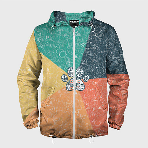 Мужская ветровка Лапа на фоне АПВ 5 1 12 / 3D-Белый – фото 1