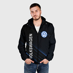 Ветровка с капюшоном мужская Volkswagen, sport, цвет: 3D-черный — фото 2