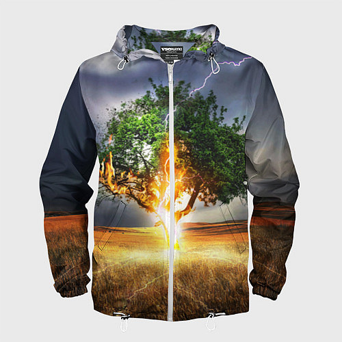Мужская ветровка Удар молнией / 3D-Белый – фото 1