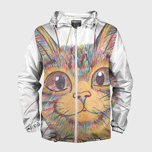 Мужская ветровка A 018 Цветной кот / 3D-Белый – фото 1