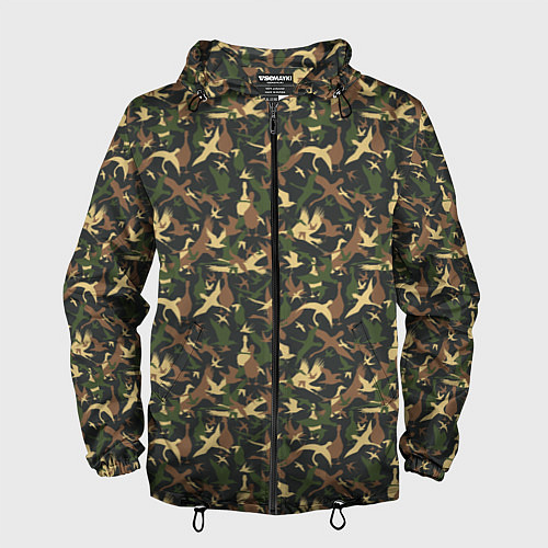 Мужская ветровка Птицы камуфляж / 3D-Черный – фото 1