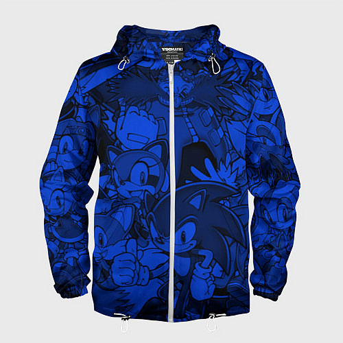 Мужская ветровка SONIC BLUE PATTERN СИНИЙ ЁЖ / 3D-Белый – фото 1