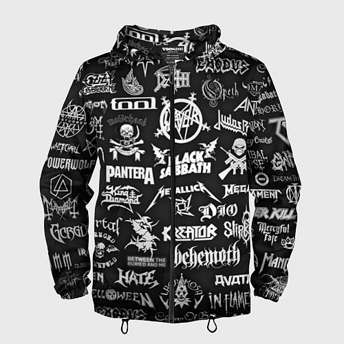 Мужская ветровка ЛОГОТИПЫ МЕТАЛ ГРУПП METAL BANDS LOGO / 3D-Черный – фото 1
