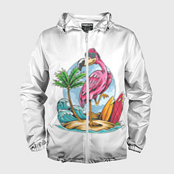 Ветровка с капюшоном мужская Фламинго На Острове, цвет: 3D-белый