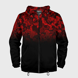 Ветровка с капюшоном мужская BLACK RED CAMO RED MILLITARY, цвет: 3D-черный