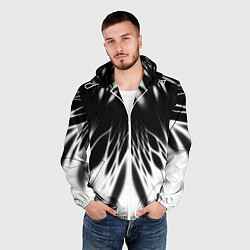 Ветровка с капюшоном мужская Белый и черный - коллекция Лучи - Хуф и Ся, цвет: 3D-белый — фото 2