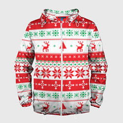 Ветровка с капюшоном мужская Christmas Deer, цвет: 3D-белый