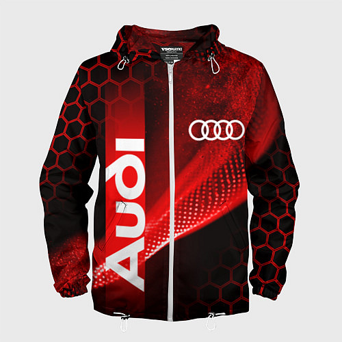 Мужская ветровка AUDI АУДИ SPORT СПОРТ RED AND BLACK / 3D-Белый – фото 1