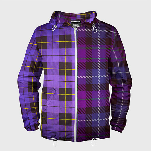 Мужская ветровка Purple Checkered / 3D-Белый – фото 1