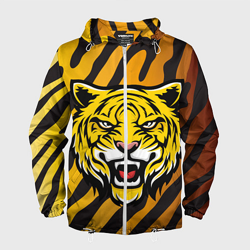 Мужская ветровка Рычащий тигр голова / 3D-Белый – фото 1