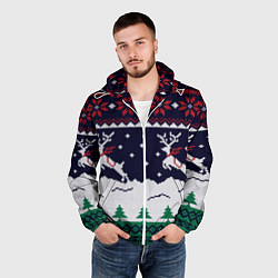 Ветровка с капюшоном мужская СВИТЕР С ОЛЕНЯМИ DEER SWEATER, цвет: 3D-белый — фото 2