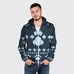 Ветровка с капюшоном мужская Вязанные тигровые лапки, цвет: 3D-белый — фото 2