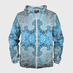 Ветровка с капюшоном мужская Коллекция Фрактальная мозаика Голубой 292-6-n, цвет: 3D-белый