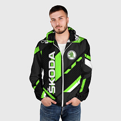 Ветровка с капюшоном мужская ШКОДА ГЕОМЕТРИЯ ЛИНИИ SKODA GEOMETRY SPORT, цвет: 3D-белый — фото 2
