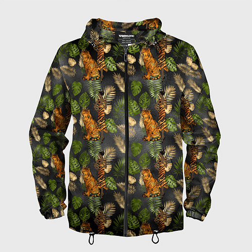 Мужская ветровка Тропики и тигры / 3D-Черный – фото 1