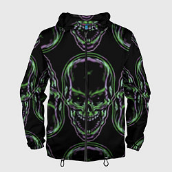 Ветровка с капюшоном мужская Skulls vanguard pattern 2077, цвет: 3D-черный