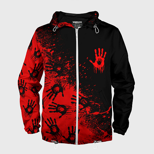 Мужская ветровка Death Stranding Отпечаток рук паттерн / 3D-Белый – фото 1