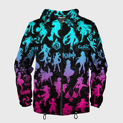 Ветровка с капюшоном мужская ГЕНШИН ИМПАКТ НЕОН ПЕРСОНАЖИ ИГРЫ GENSHIN IM ACT L, цвет: 3D-черный