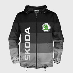 Ветровка с капюшоном мужская SKODA, ШКОДА ГРАДИЕНТ, цвет: 3D-черный