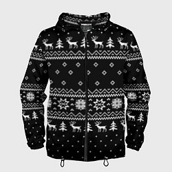 Мужская ветровка ЧЁРНЫЙ НОВОГОДНИЙ СВИТЕР С ОЛЕНЯМИ 2022