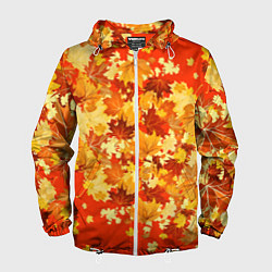 Ветровка с капюшоном мужская Кленовый листопад, цвет: 3D-белый