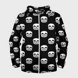 Ветровка с капюшоном мужская UNDERTALE SANS SKULL FACE PATTERN УЗОР, цвет: 3D-белый