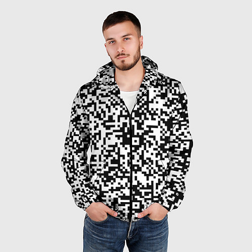 Мужская ветровка Стиль QR код / 3D-Черный – фото 3