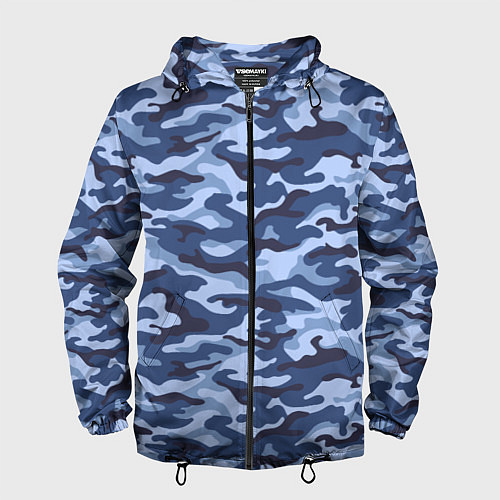 Мужская ветровка Синий Камуфляж Camouflage / 3D-Черный – фото 1