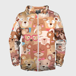 Ветровка с капюшоном мужская Bears texture, цвет: 3D-белый