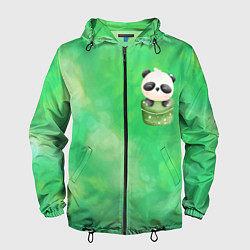 Ветровка с капюшоном мужская Милая панда в кармане, цвет: 3D-черный