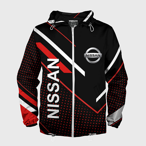 Мужская ветровка NISSAN, НИССАН ГЕОМЕТРИЯ / 3D-Белый – фото 1
