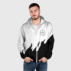 Ветровка с капюшоном мужская Mercedes-Benz нарисованный огонь, цвет: 3D-белый — фото 2