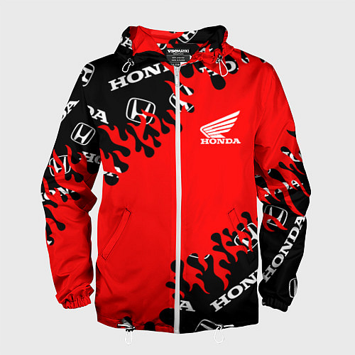 Мужская ветровка Honda нарисованный огонь / 3D-Белый – фото 1