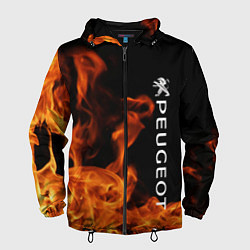Ветровка с капюшоном мужская Peugeot пламя огня, цвет: 3D-черный