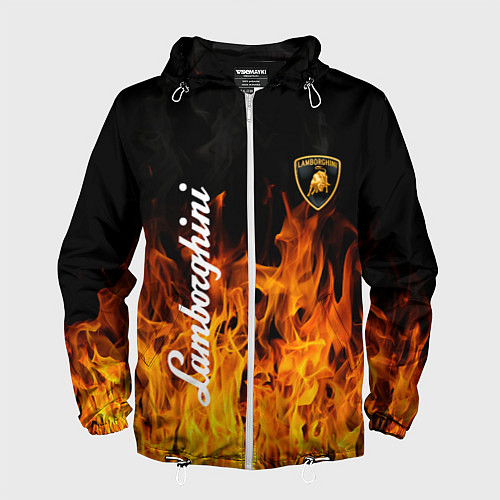 Мужская ветровка Lamborghini пламя огня / 3D-Белый – фото 1
