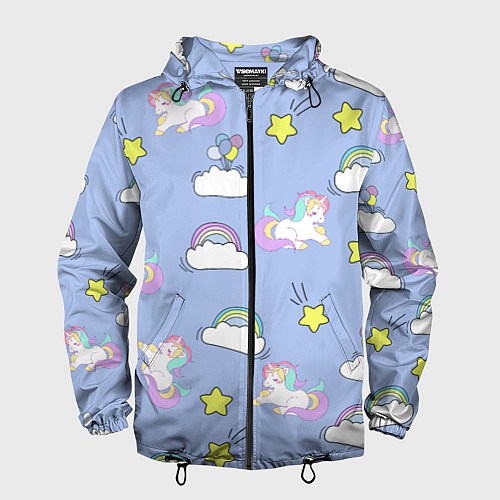 Мужская ветровка Единоржки и облака / 3D-Черный – фото 1