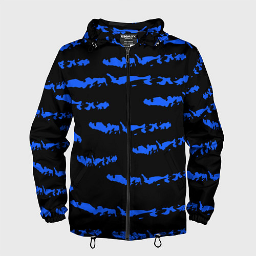 Мужская ветровка Полосатый синий с черным как водяной тигр / 3D-Черный – фото 1