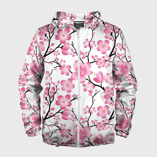 Мужская ветровка Весенняя сакура / 3D-Белый – фото 1