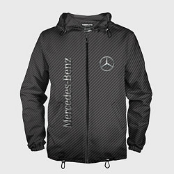 Ветровка с капюшоном мужская Mercedes карбоновые полосы, цвет: 3D-черный
