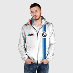 Ветровка с капюшоном мужская БМВ 3 STRIPE BMW WHITE, цвет: 3D-черный — фото 2