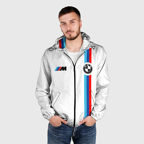 Мужская ветровка БМВ 3 STRIPE BMW WHITE / 3D-Черный – фото 3