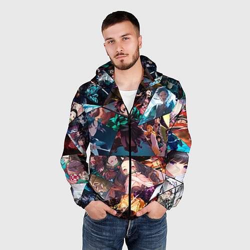 Мужская ветровка Kimetsu no aiba Все персонажи / 3D-Черный – фото 3