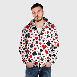 Ветровка с капюшоном мужская Картёжные Масти, цвет: 3D-черный — фото 2