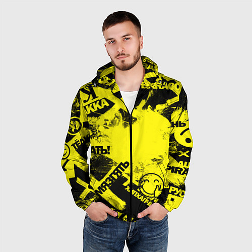 Мужская ветровка Черно-желтый беспредел / 3D-Черный – фото 3