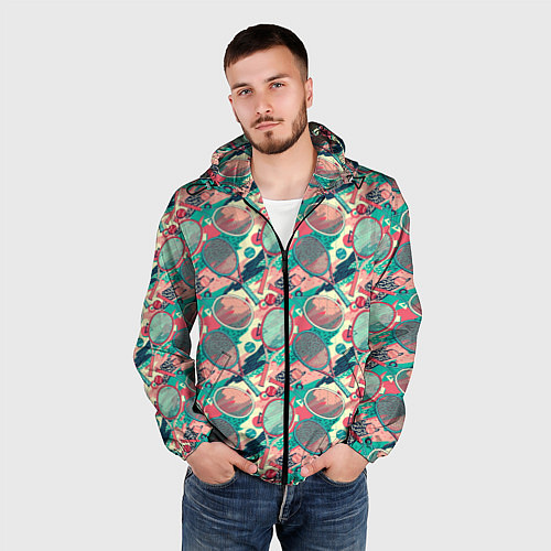 Мужская ветровка Ракетки для тенниса / 3D-Черный – фото 3