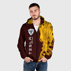 Ветровка с капюшоном мужская TESLA MOTORS - Пламя По вертикали, цвет: 3D-черный — фото 2