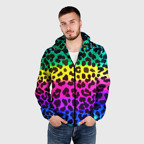 Мужская ветровка Leopard Pattern Neon / 3D-Черный – фото 3