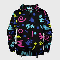 Ветровка с капюшоном мужская Neon color pattern Fashion 2032, цвет: 3D-черный